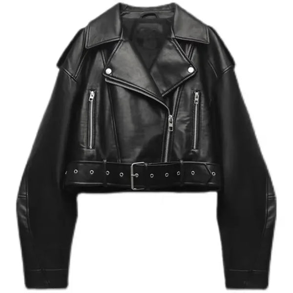Abby | Cropped Leren Damesjas met Riem