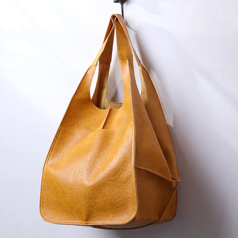 Oversized Leren Vintage Schoudertas