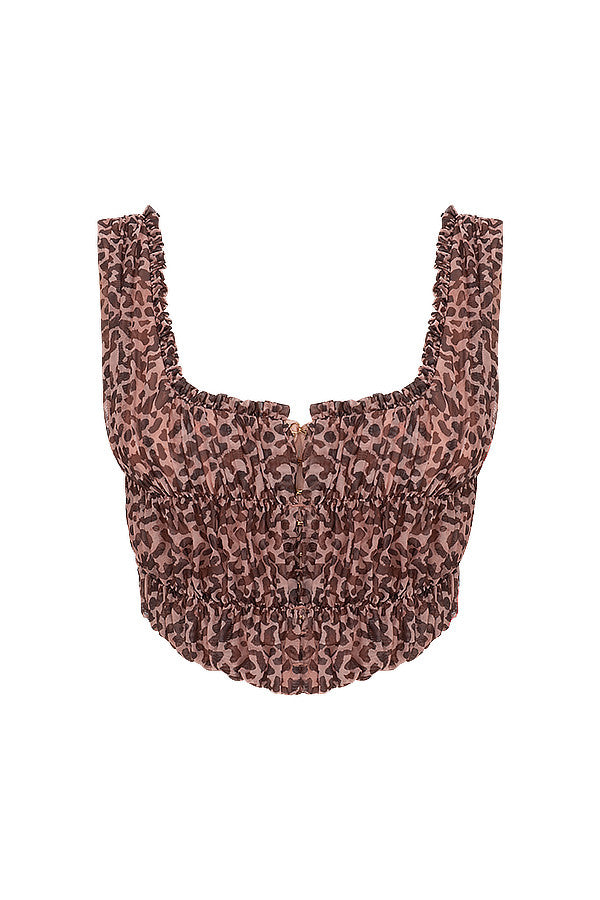Alys | Mouwloze Top Luipaardprint – Chiffon Zomerblouse