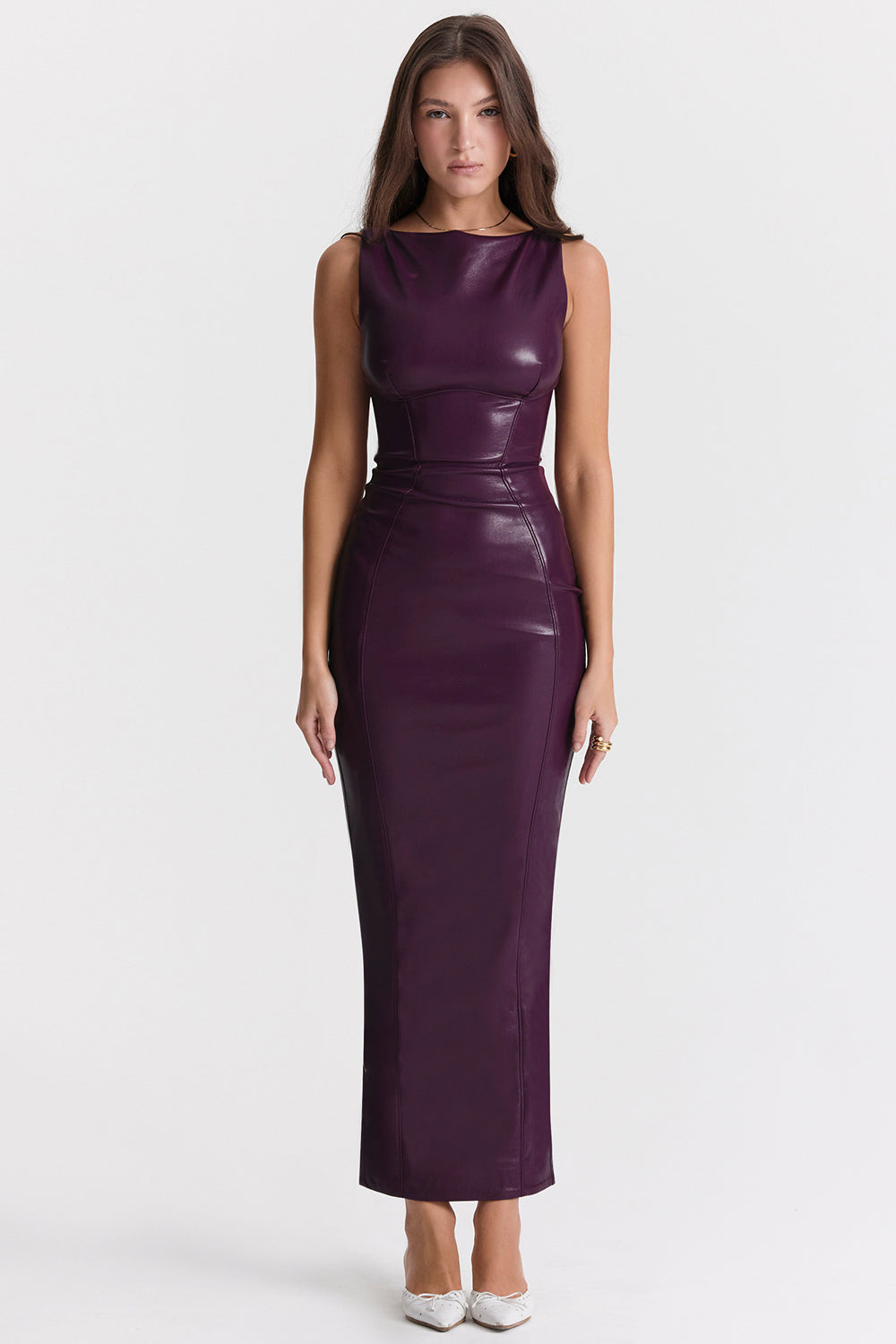 Vegan Leren Maxi Jurk - Bodycon Stijl