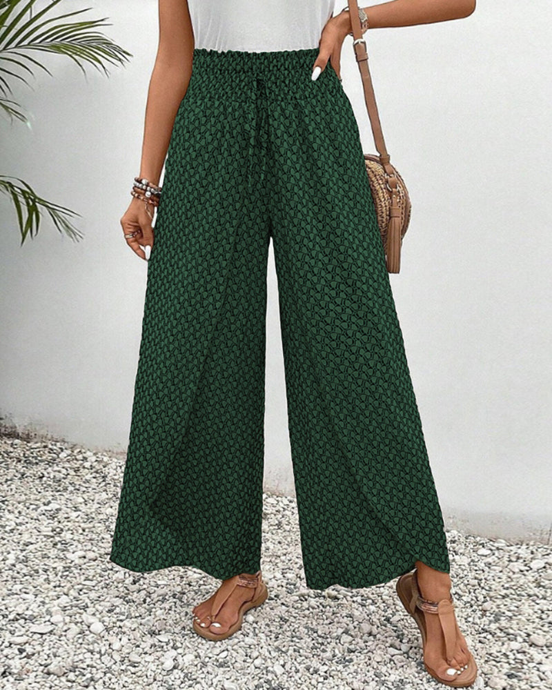 Cissie | Wijde Elastische Broek met Print