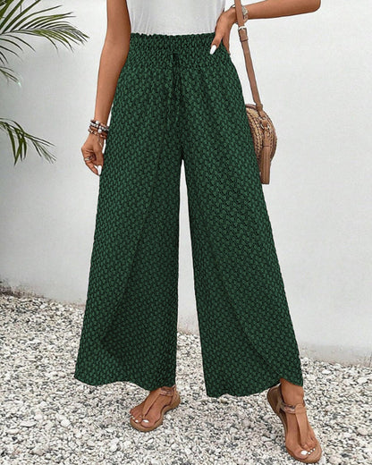 Cissie | Wijde Elastische Broek met Print