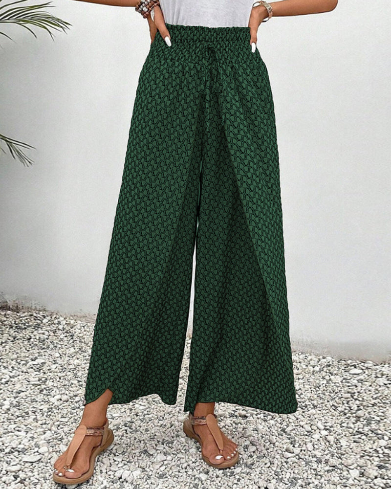 Cissie | Wijde Elastische Broek met Print