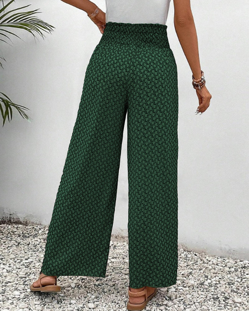 Cissie | Wijde Elastische Broek met Print