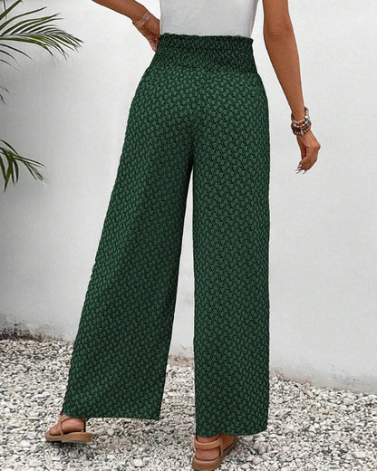 Cissie | Wijde Elastische Broek met Print
