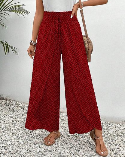 Cissie | Wijde Elastische Broek met Print