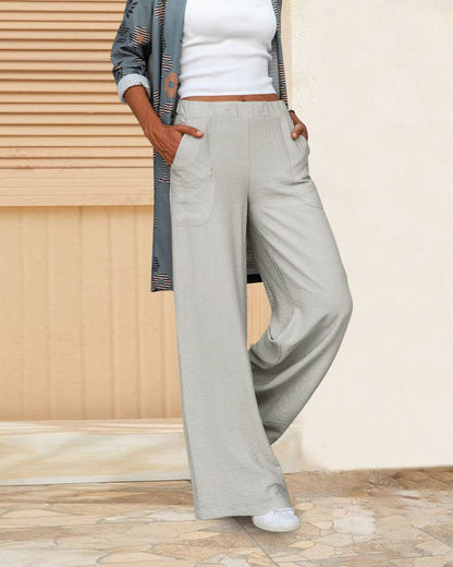 Cerise | Casual Wide-Leg Broek met Elastische Taille en Zakken