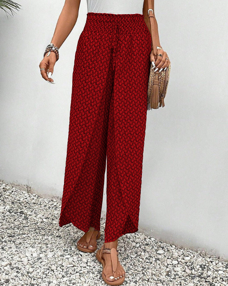 Cissie | Wijde Elastische Broek met Print