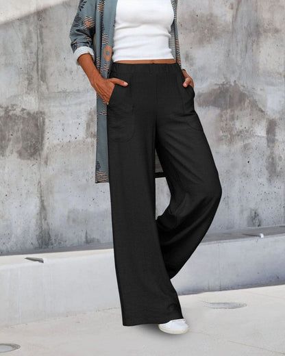 Cerise | Casual Wide-Leg Broek met Elastische Taille en Zakken