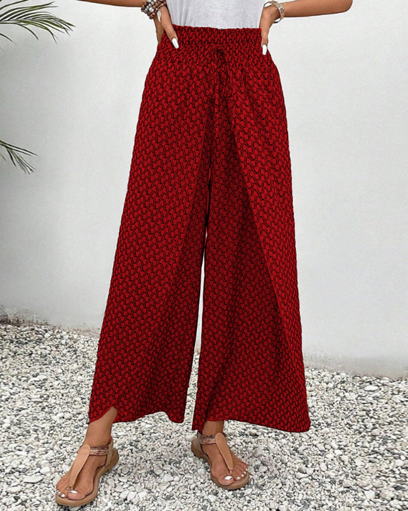 Cissie | Wijde Elastische Broek met Print