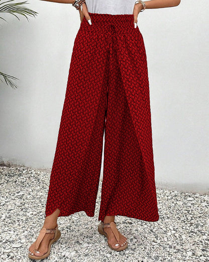 Cissie | Wijde Elastische Broek met Print