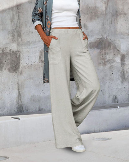 Cerise | Casual Wide-Leg Broek met Elastische Taille en Zakken