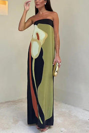 Estrella | Luxe Strapless Maxi Jurk met Print
