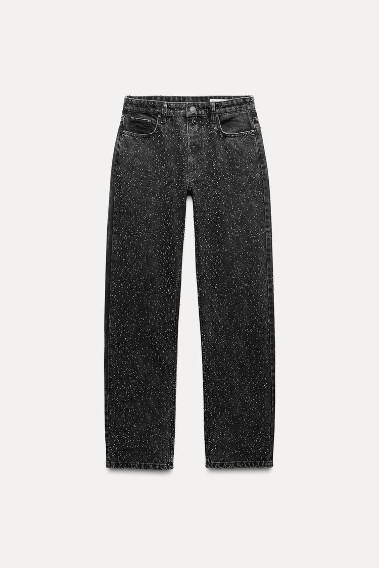 Sanay | Rechte High‑Waist Jeans met Glitter Details