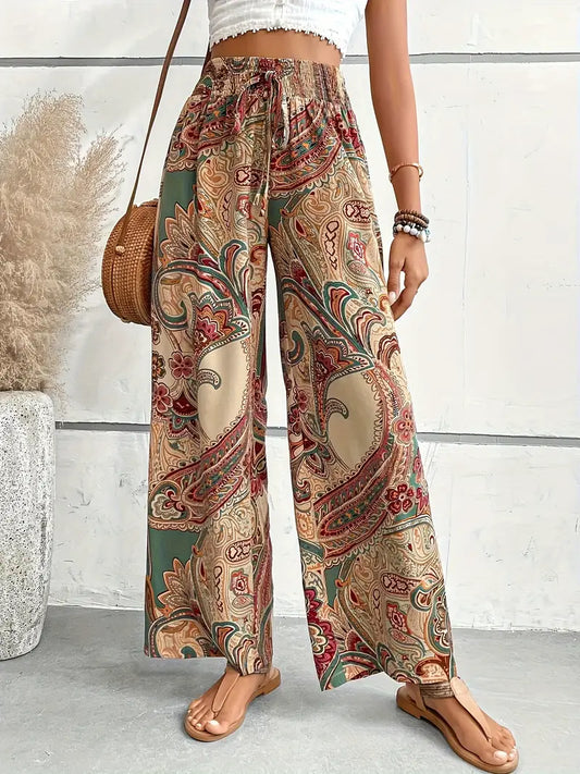 Geja | Boho Wijde Pijpen Broek Dames – Paisley & Comfort