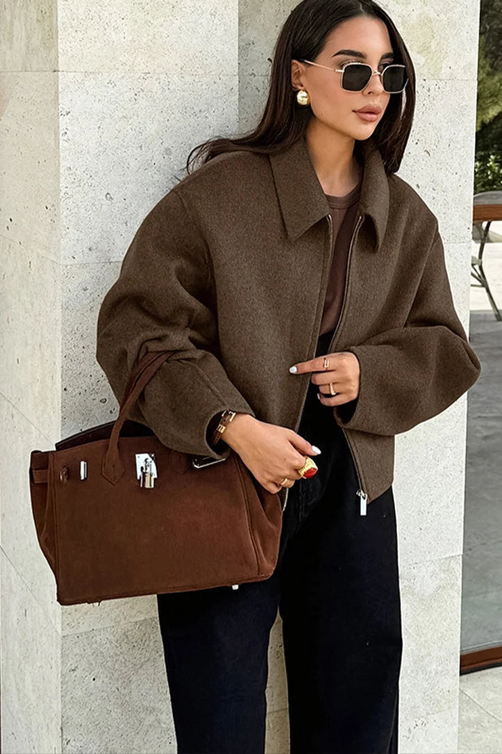 Bryana | Cropped Wollen Jas voor Dames – Stijlvol & Modern Design