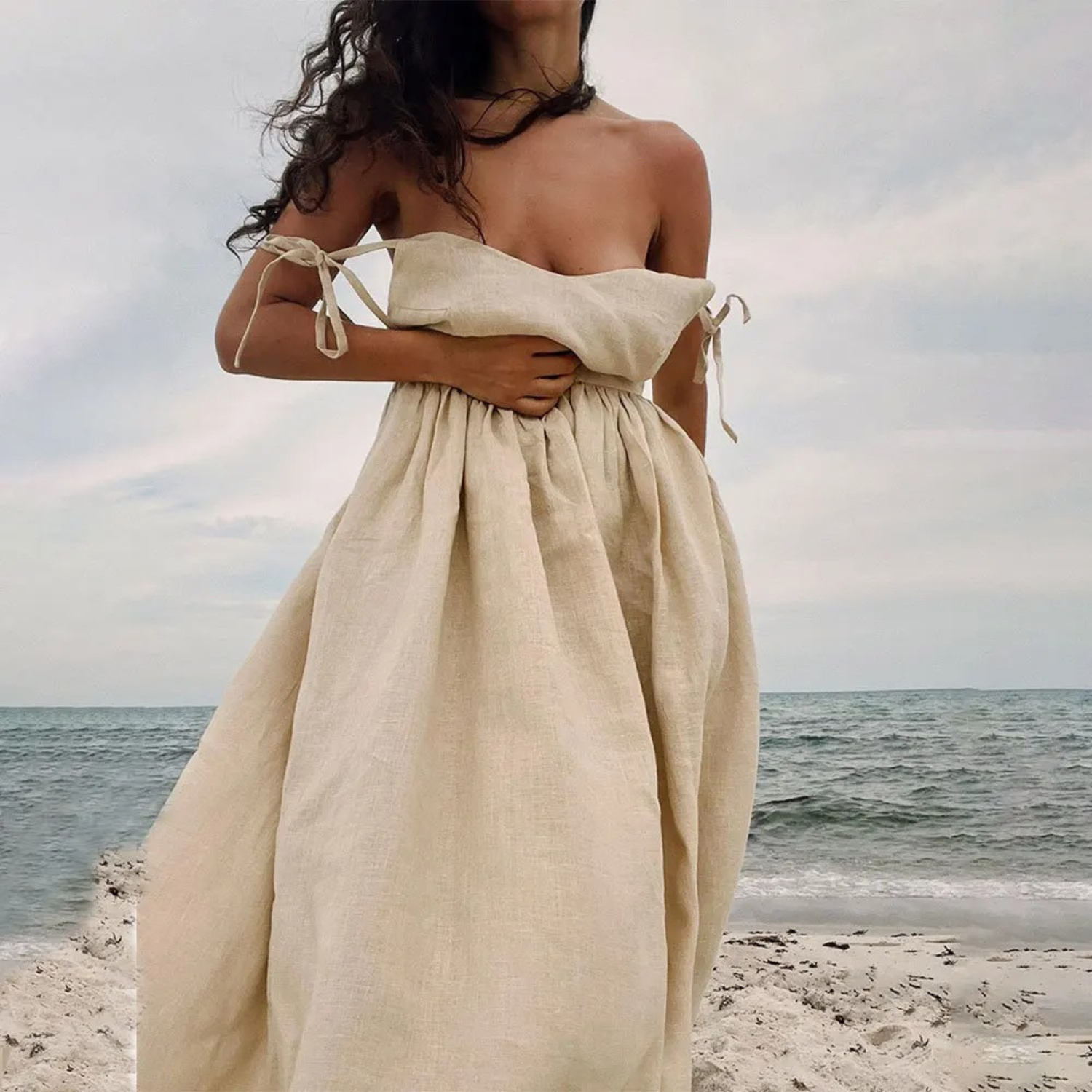 Dieka | Luchtige Linnen Lange Jurk