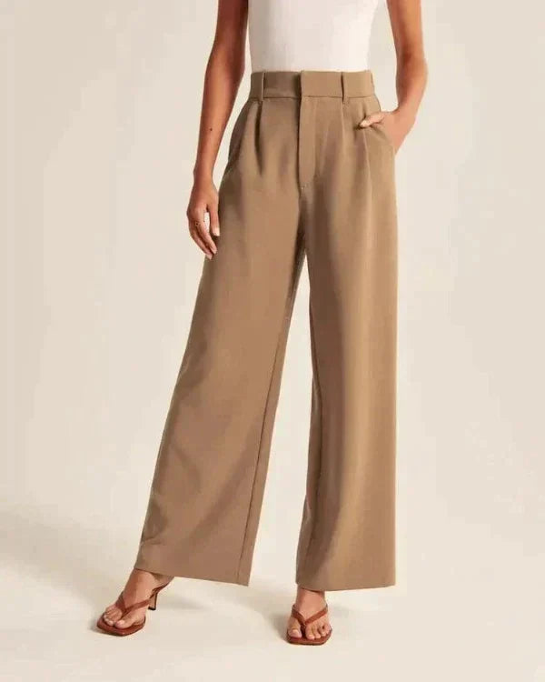 Jiska | Stijlvolle Pantalon Wijde Pijpen Dames - Trendy, Comfy met Hoge Taille