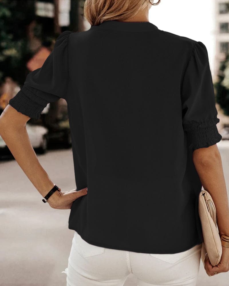 Blouse met Korte Mouwen en V-hals