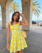 Lime | Zomerjurk Met Opvallende Limoen Print