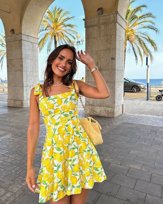 Lime | Zomerjurk Met Opvallende Limoen Print