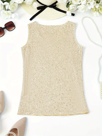 V-Hals Glitter Pailletten Top