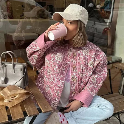 Gewatteerde Jas met Elegante bloemenprint