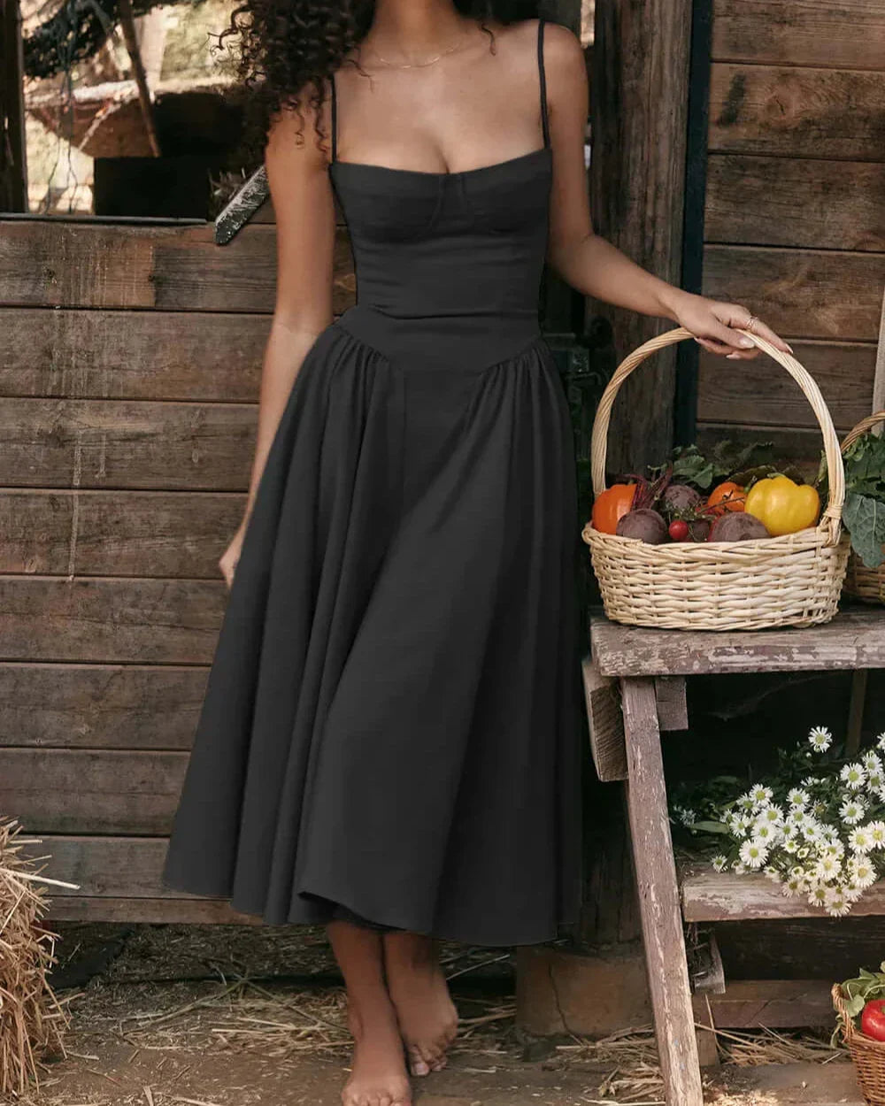 Stijlvolle Midi Jurk met Corset
