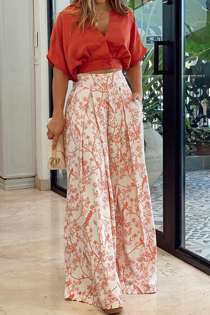 Comfortabele Tweedelige Set - V-hals top en Pantalon