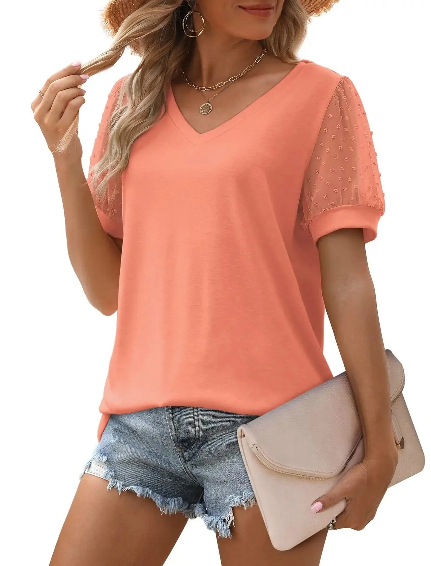 Elegante Linnen V-Hals Top voor Dames