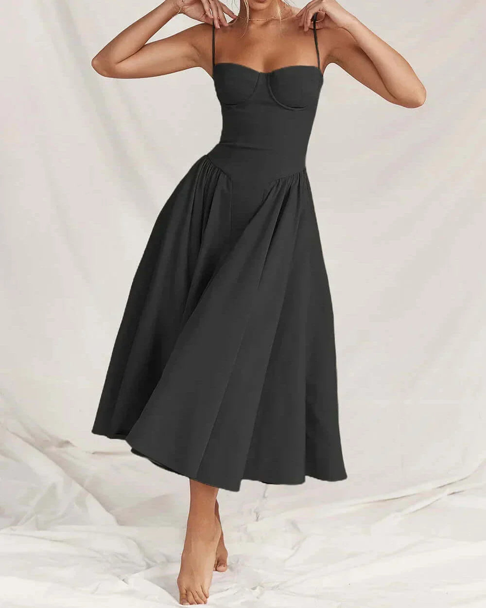 Stijlvolle Midi Jurk met Corset