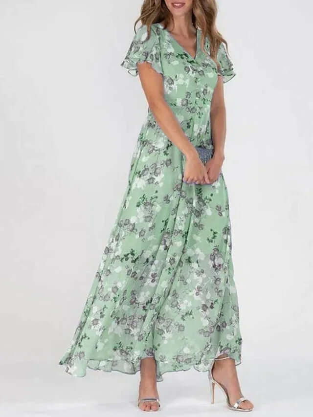 Elegante Maxi Zomerjurk met Bloemenpatroon