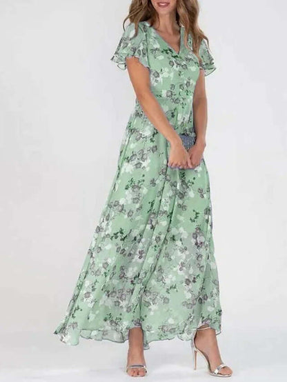 Elegante Maxi Zomerjurk met Bloemenpatroon