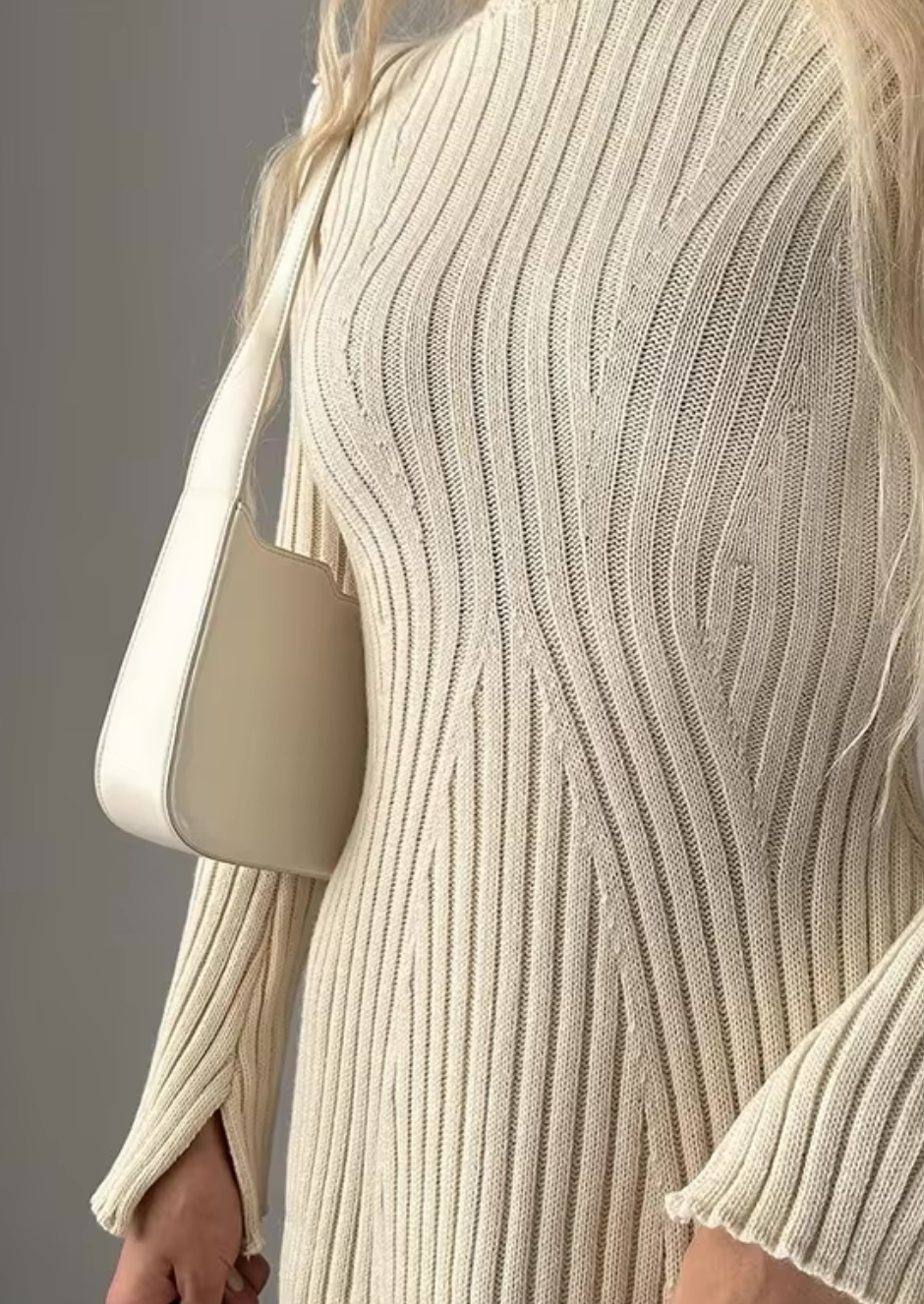 Darina | Comfort Rib Gebreide Midi Sweater Jurk Dames – Zacht & Elegant