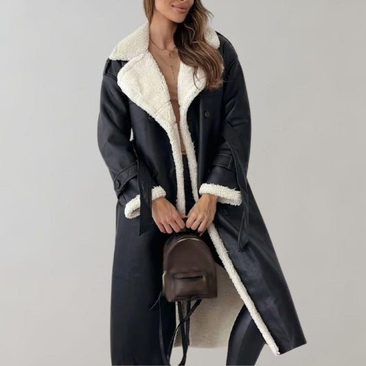 Diewke | Lange Dames Winterjas met Imitatiebont – Elegant & Warm