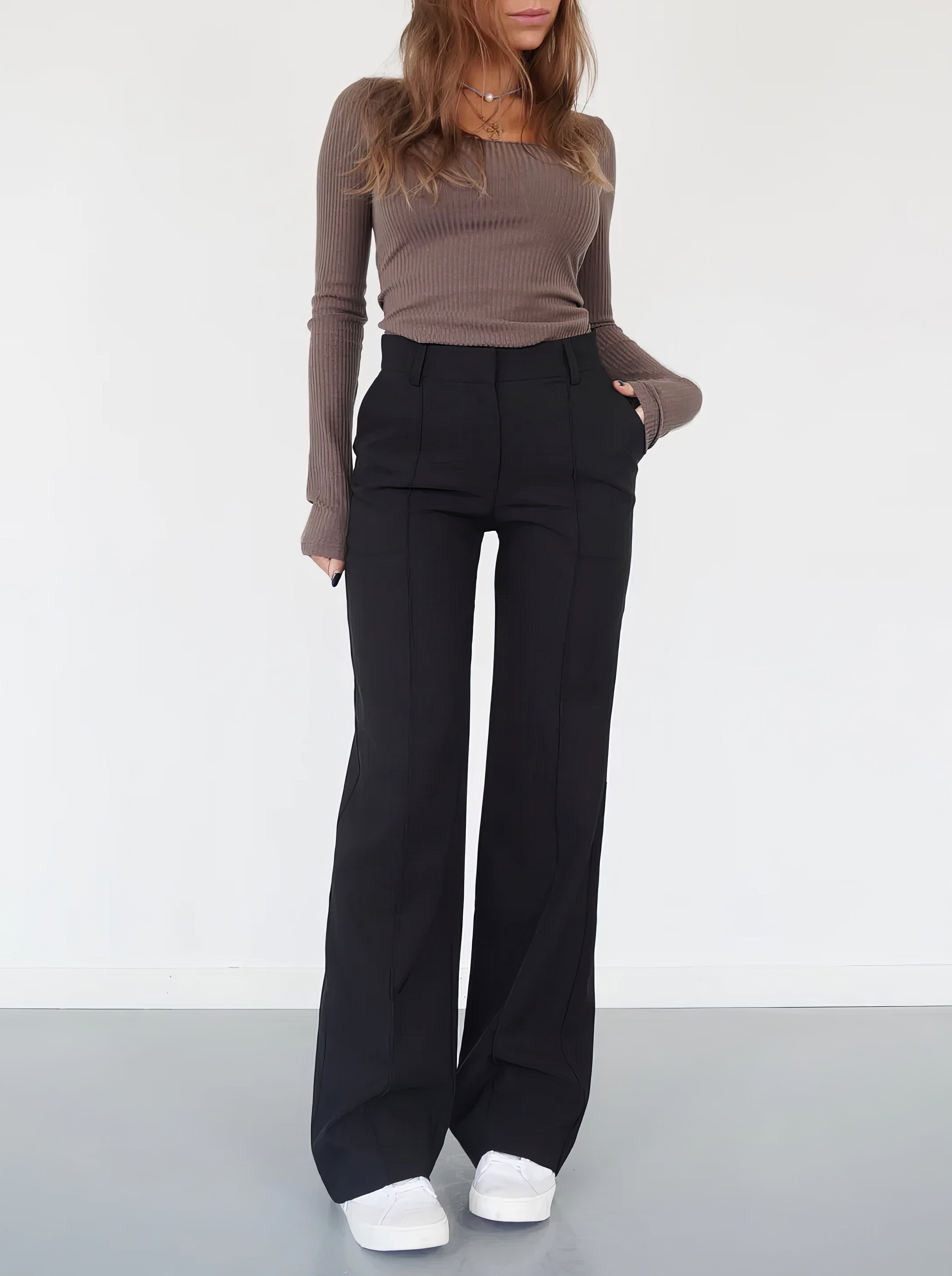 Beau | High-Waist Pantalon Met Rechte Pijpen
