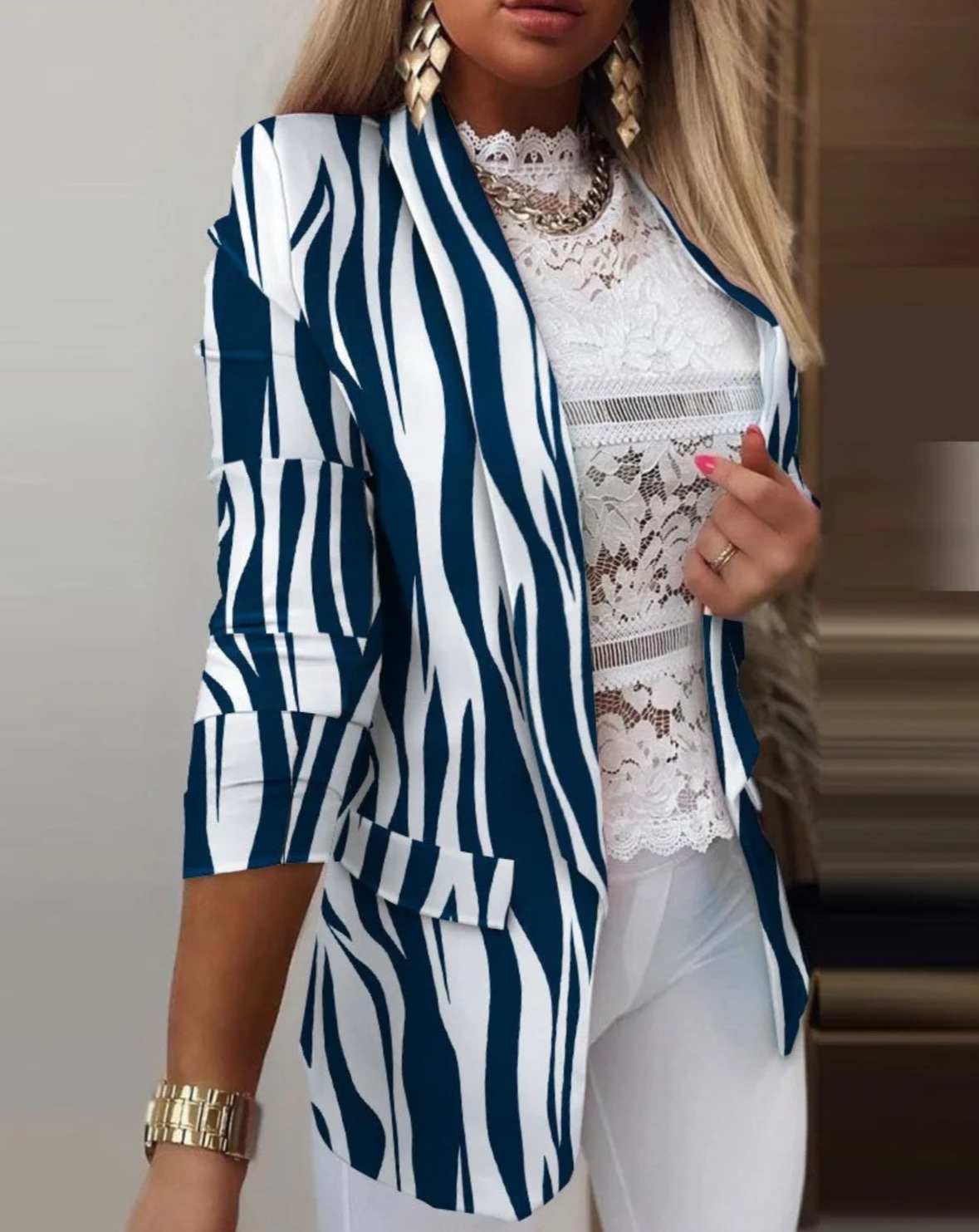 Chique Blazer met Stijlvolle Print