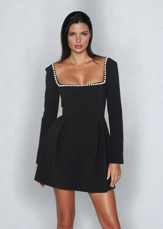 Abelie | Mini Jurk met Parels – Elegante Avondjurk Dames