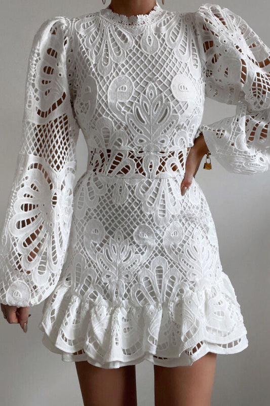 Midi-Jurk met Pofmouwen voor Dames - Elegant & Modieus