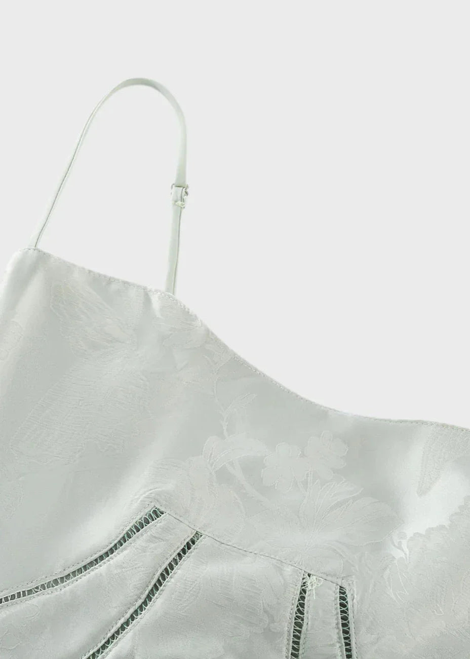 Gilda | Luxe Maxi Jurk met Elegante Bloemen Print - Kleur Pistache Groen