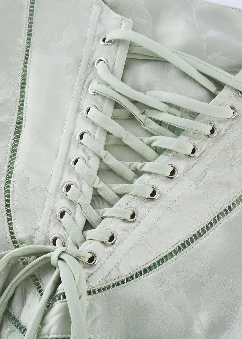 Gilda | Luxe Maxi Jurk met Elegante Bloemen Print - Kleur Pistache Groen