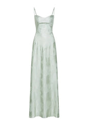 Gilda | Luxe Maxi Jurk met Elegante Bloemen Print - Kleur Pistache Groen
