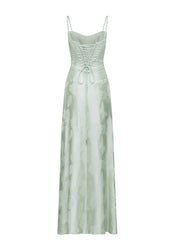 Gilda | Luxe Maxi Jurk met Elegante Bloemen Print - Kleur Pistache Groen