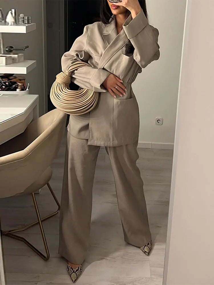 Lilou | Casual Tweedelige Chic Set Dames - Comfortabele Blazer en Pantalon