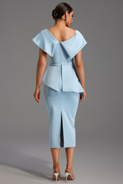 Destina | Elegante Babyblauwe Midi Jurk