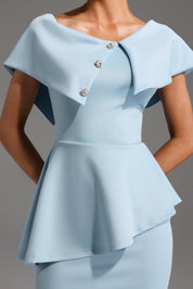 Destina | Elegante Babyblauwe Midi Jurk