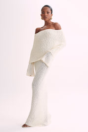 Angel | Bouclé Off-Shoulder Maxi Jurk