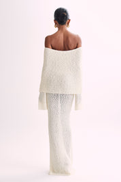 Angel | Bouclé Off-Shoulder Maxi Jurk