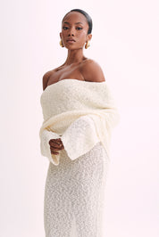 Angel | Bouclé Off-Shoulder Maxi Jurk