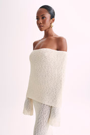 Angel | Bouclé Off-Shoulder Maxi Jurk